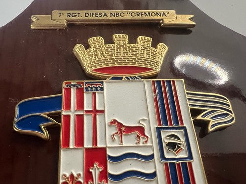 🔴 Crest 7 REGGIMENTO NBC CREMONA scudo legno metallo smalti h 15