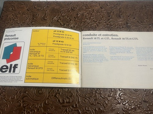 Renault 18 Livret Voiture Utilisation et Entretien Langue France Original Cru