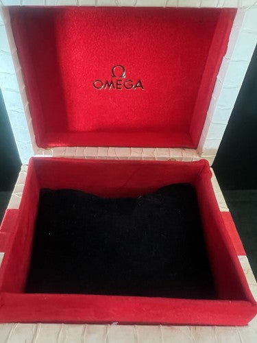 🔴 OMEGA box scatola orologio polso astuccio cofanetto con nastro rosso