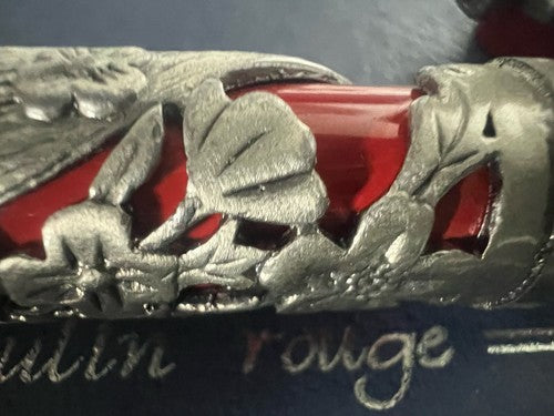 🔴 MOULIN ROUGE penna stilografica lacca rossa cartuccia ridium Point mai usata