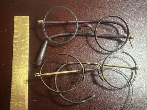 🔴 Montature OCCHIALI ANTICHI metallo e bachelite leggeri Charlie Chaplin 1800