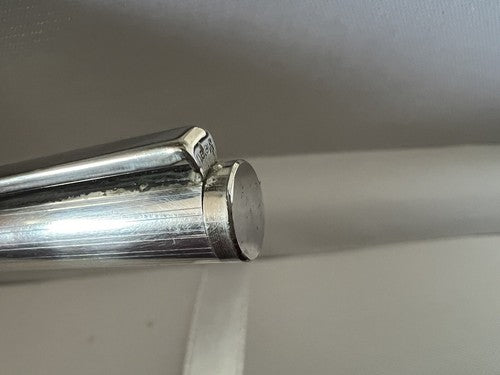 🔴 Penna sfera ARGENTO MASSICCIO 925 righe bassorilievo scrive vintage 16