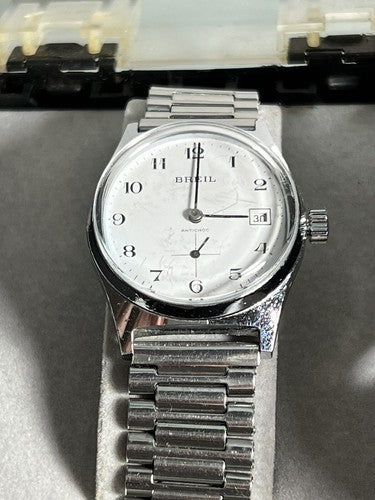 🔴 BREIL orologio acciaio carica manuale funziona con scatola vintage