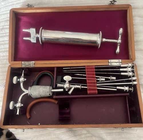 Vintage 1800 Medical Chest Aspirator Doctor Pleura Lungs Case