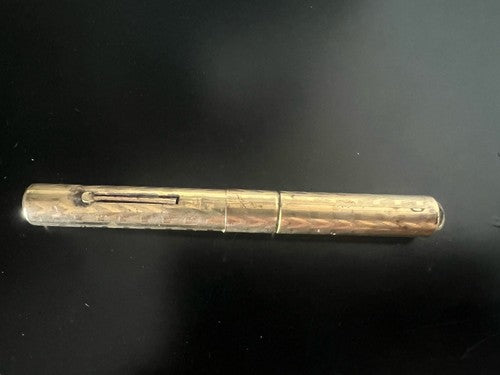 🔴 Vintage SCRIVE Hebel-Füllfederhalter aus ziseliertem Messing aus den 1920er Jahren 