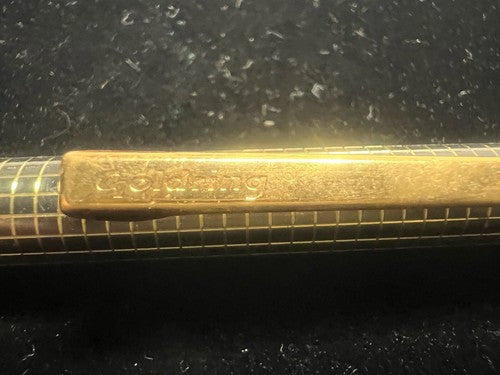 Goldring Stylo-Plume Sphère Laque Carreaux Profils Or Écrit Allemagne Vintage