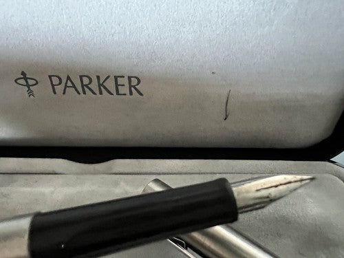 🔴 PARKER penna stilografica Mixy 15 STEEL FLIGHTER cartuccia scrive vintage