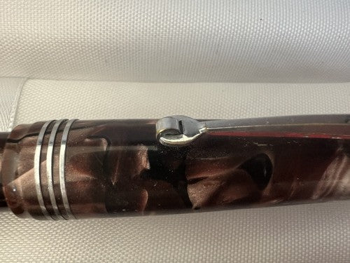 Superior Stylo-Plume Stylo à Plume Celluloid Red Circle à Bouton Écrit Vintage