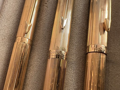 PARKER 180 Gold Plated Fountain Pen And 2 Ballpoint Pens Write