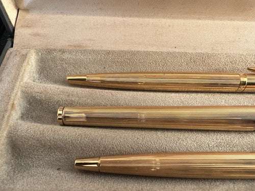 PARKER 180 Gold Plated Fountain Pen And 2 Ballpoint Pens Write