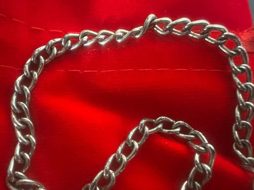 🔴 CATENA orologio tasca cromata con moschettone Lunghezza 34,5 cm VINTAGE