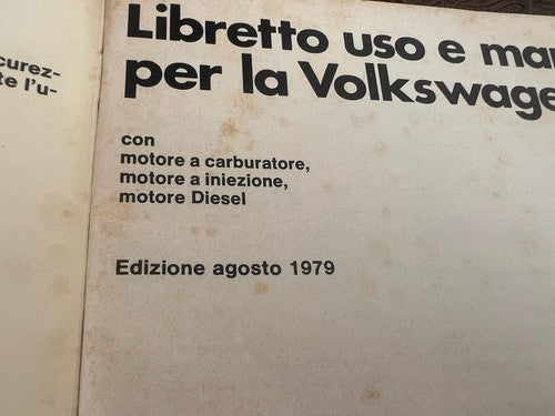 Volkswagen Golf Booklet Car Use Maintenance Italian Original Vintage 1979