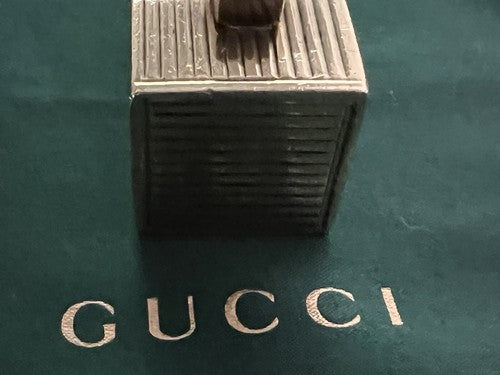 🔴 GUCCI gold laminated lipstick holder with EMERALD stone antique from 1930 RARE 