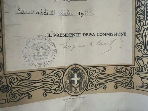 Regno D'Italia Diploma Enabling Learning Original 21 October 1933