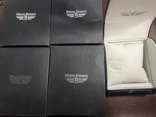 🔴 PIERRE BONNET watch box leather case LOT 5 PIECES 