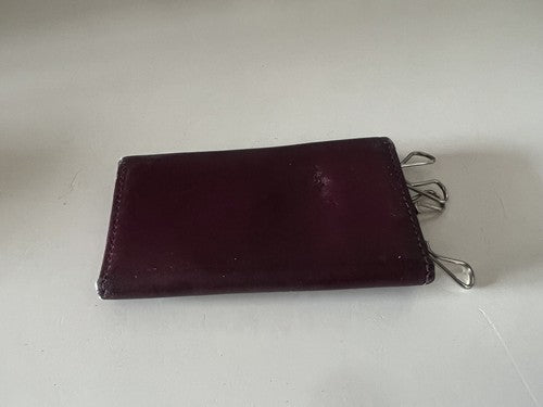 🔴 Portachiavi FURLA in pelle bordò con protezione chiavi vintage