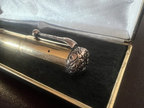 🔴 AMERIKA penna stilografica retrattile con bassorilievi pen ORO scrive vintage