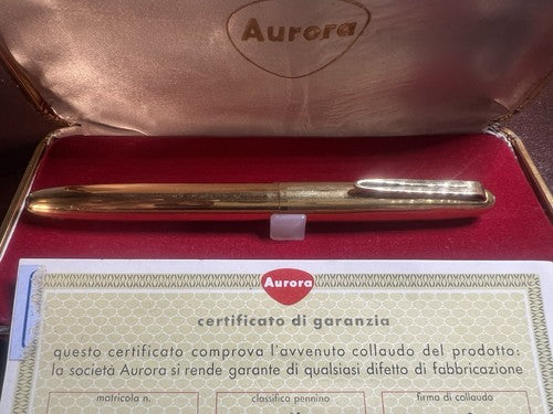 🔴 AURORA penna stilografica 88K Aquila placcata pennino ORO M vintage 2196034