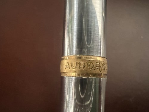 🔴 AURORA penna sfera a scatto cromata profili dorati scrive vintage