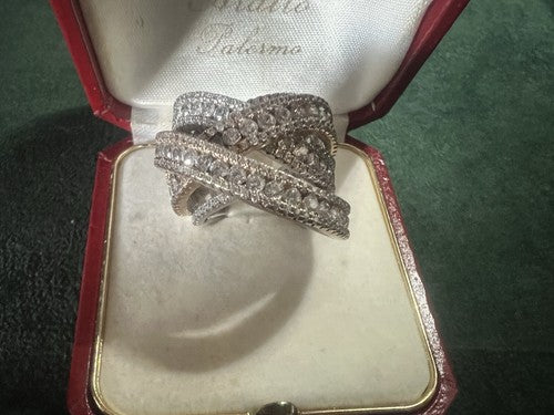 🔴 Anello donna ARGENTO 925 con pietre giri di ONDE EFFETTO DIAMANTI a balzi