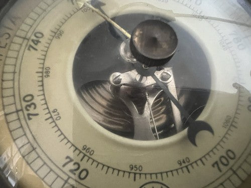 🔴 HUGER barometro timone legno meccanico a parete barca funziona vintage