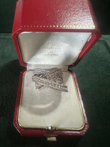 🔴 Anello donna ARGENTO 925 con pietre giri di ONDE EFFETTO DIAMANTI a balzi