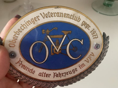 🔴 Car Badge vintage OVC Oberdechinger Veteranenclub originale vintag 1977