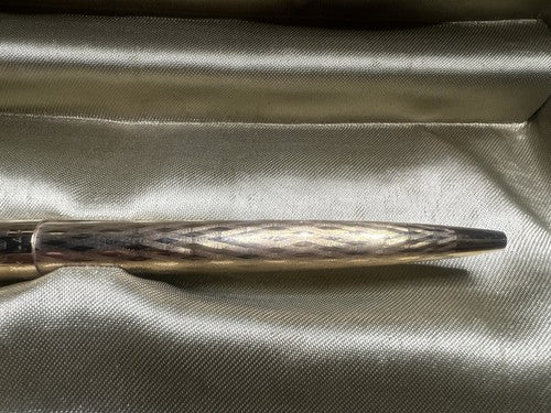 Lalex Stylo-Plume Sphère Plaqué Or Et Ciselé Boîte Écrit Italienne Vintage