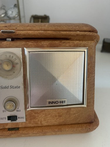 Watch INNO-HIT Radio Alarm Clock Desk Bedside Table Leather Works Vintage 