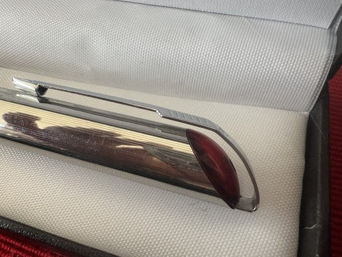 🔴 JUTOU 636 penna stilografica con pietra rossa incastonata scrive vintage