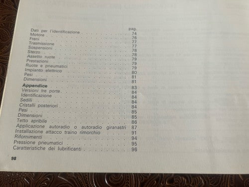 Fiat Ritmo Bedienungsanleitung, Wartung, Italienisches Original, Vintage 