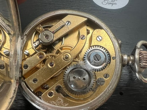 Leon PERRIN Taschenuhr, Silber 800, für Testzwecke bearbeitet 