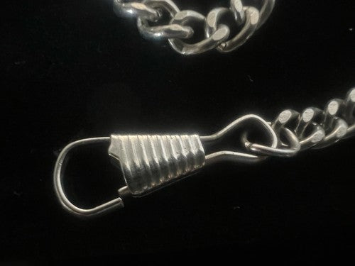 🔴 CATENA orologio tasca cromata con moschettone Lunghezza 38 cm VINTAGE