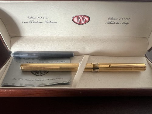 Aurora Stylo-Plume Stylo à Plume Marco Polo Doré Avec Cartouche Et Guarantee 