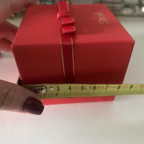 🔴 STROILI jewelry box ring earrings pendant charms with red ribbon 