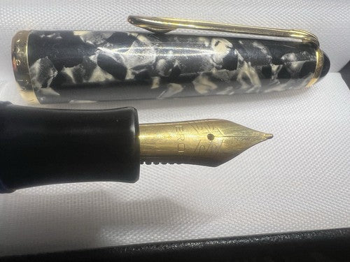 Ero Stylo-Plume Stylo à Plume Marbré Piston Profils Doré Germany Vintage