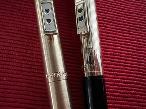 Papermate Pen+Pencil Mechanical Metal Golden Scrivono Box Vintage