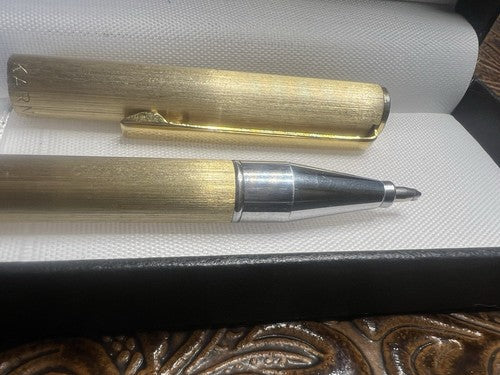 🔴 KARNAK 50 penna sfera satinata dorata profili lucidi scrive vintage