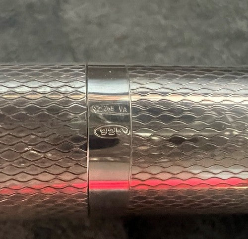🔴 TAGAMET fountain pen SOLID 925 SILVER guilloche HEAVY WEIGHT writes 