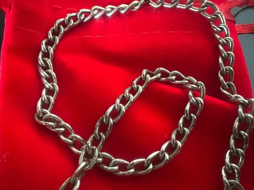 🔴 CATENA orologio tasca cromata con moschettone Lunghezza 34,5 cm VINTAGE