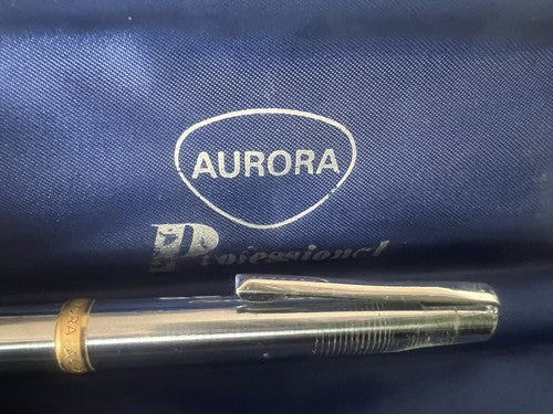 🔴 AURORA penna sfera a scatto cromata profili dorati scrive vintage