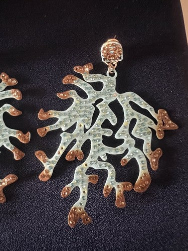 🔴 DEA GIOIELLI orecchini ARGENTO laminati oro RAMI DI CORALLI TURCHESE raggio