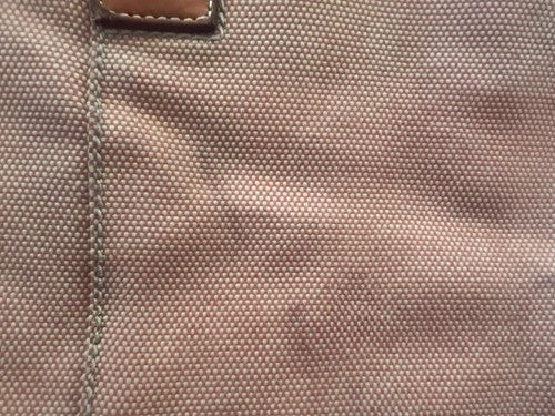 🔴 Große BULGARI Damen-Tasche aus pfirsichfarbenem Leder und Stoff mit Gebrauchsspuren, ORIGINAL 