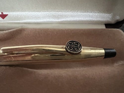 Cross Pen Sphere Eland Plated Gold With Emblem Marking with Box Vintage D