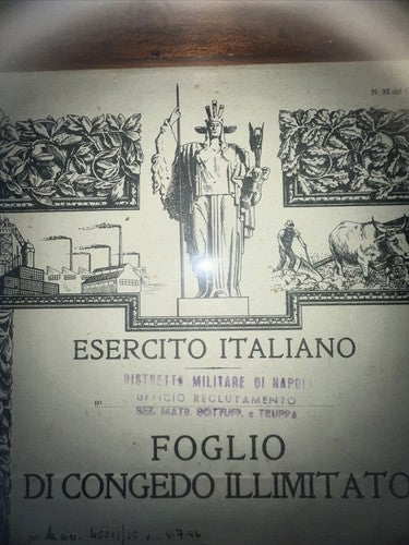 Forces Armées Italien Congé Illimité Avec Tampons Et Signature 1959 Cadre Orig