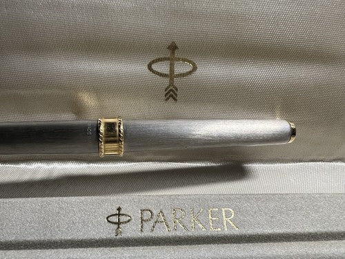 🔴 PARKER penna sfera roller MS Emilio Pucci cromata satinata profili laminati