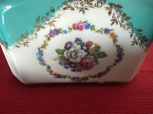 Pillivuyt Cendrier Porcelaine Français Fleurs Peinture Main Avec Couvercle 