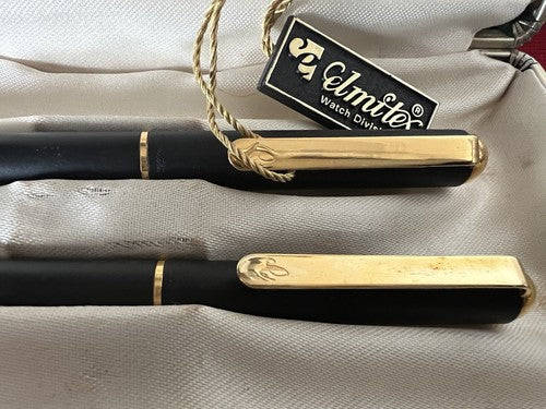 Elmitex Stylo-Plume Stylo à Plume Et Sphère By Montegrappa Laque Noire / Rétro