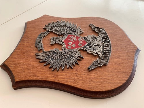 🔴 Militärwappen, Holzschild ABC-Zug Anthrax Kosovo Kfor 16 