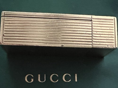 🔴 GUCCI gold laminated lipstick holder with EMERALD stone antique from 1930 RARE 